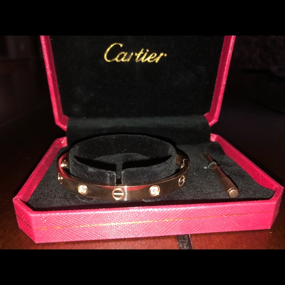 Cartier Jewelry Cartier Pink Gold Love Bracelet 4 Diamonds 9cm Poshmark